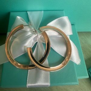Tiffany & Co RARE Large 2 inch Rubedo Metal Flat Hoop Earrings